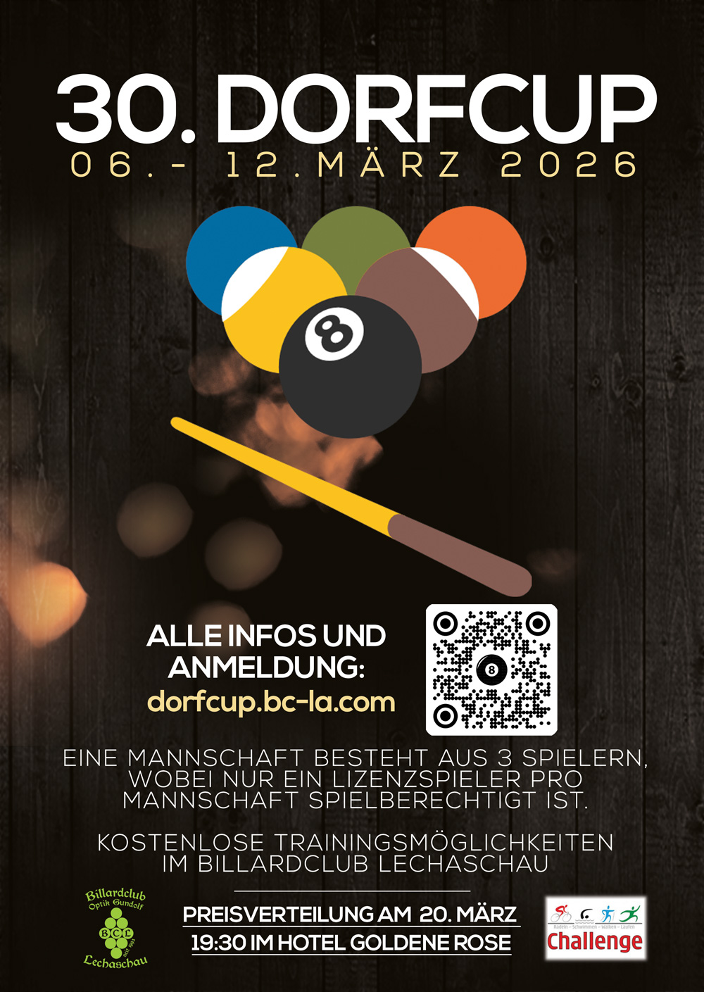 Plakat für das Billardturnier